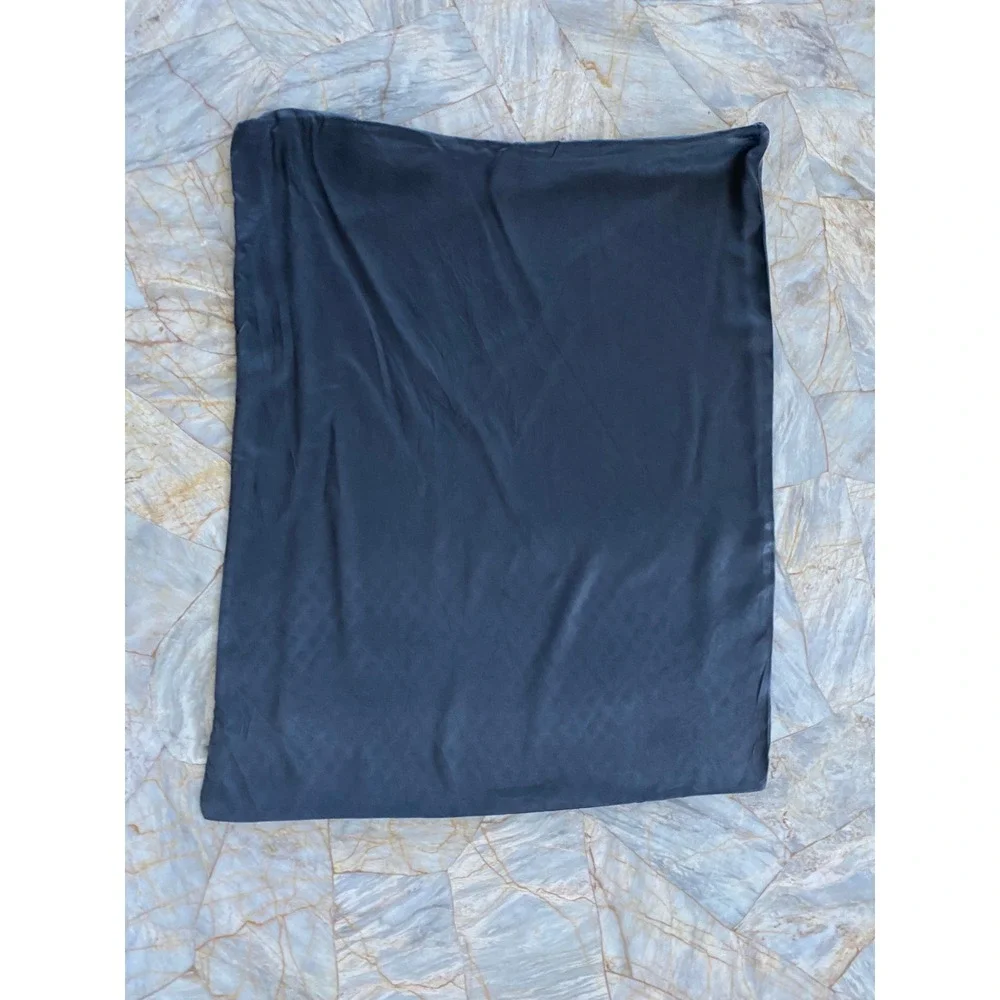 Charcoal Grey Silk Pillowcase Tonal Damask Pattern Standard Size Luxury Bedding